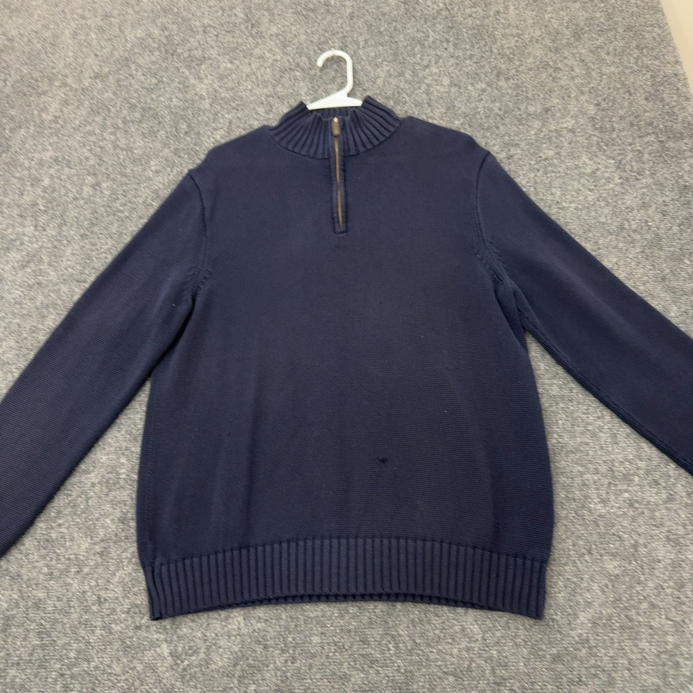 J Crew Sweater Mens L Navy Cotton Quarter Zip Mock Neck Classic Preppy Style